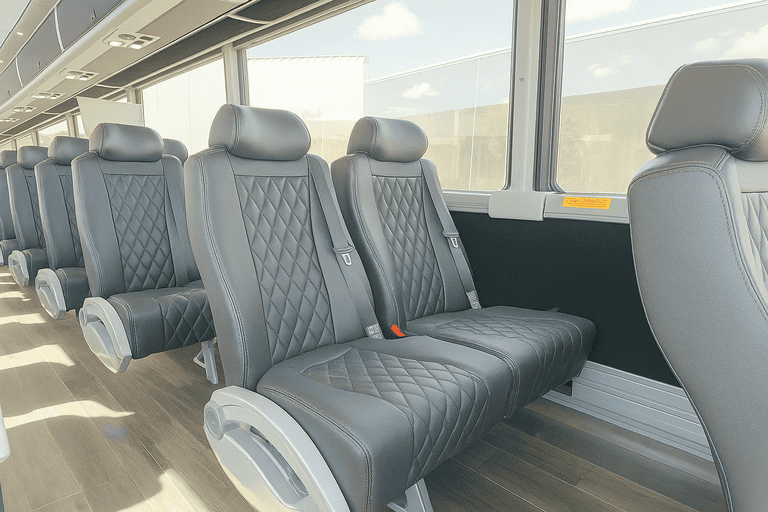 interior of Edinburg Minibus Company charter bus