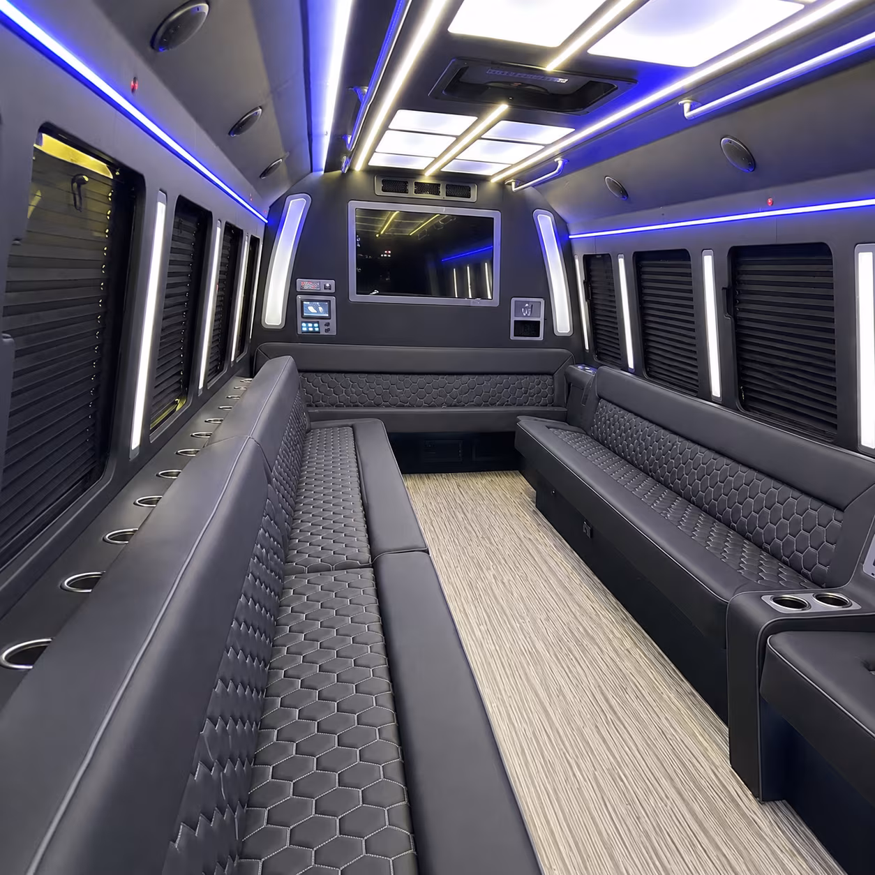 edinburg 40 passenger party bus inside