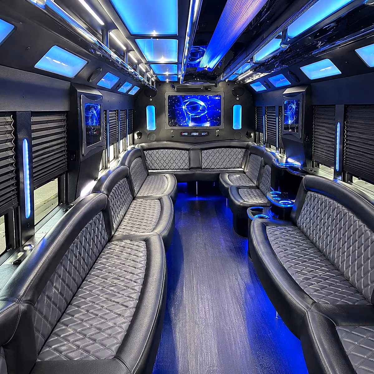 edinburg 50 passenger party bus interior